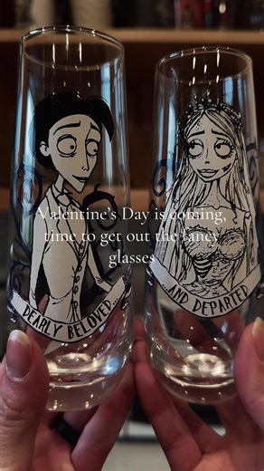 Corpse Bride Glasses 💙 #corpsebride #valentinesdaygift #horror #glasscups #tiktokshopvalentinesday