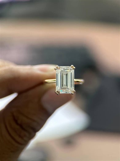 3.00CT Emerald Cut Lab Grown Diamond Ring, Double Prong Solitaire in 14KT Yellow Gold Unisex Ring, E Colour VVS2 IGI Certifiend,gift for Her - Etsy