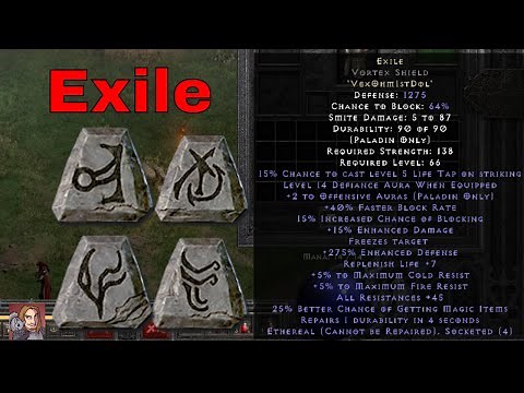 Diablo II Resurrected Rune Words - Exile (Vex Ohm Ist Dol)