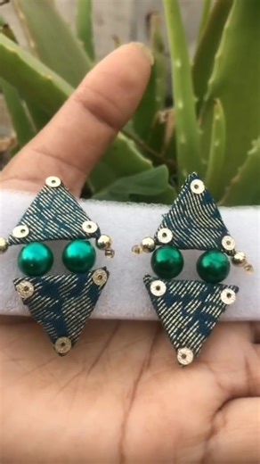 “Handmade Triangle Fabric Earrings ✨ | DIY Stylish Earrings” #HandmadeEarrings #TriangleEarrings