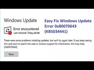 How To Fix Windows Update KB5034441 error 0x80070643