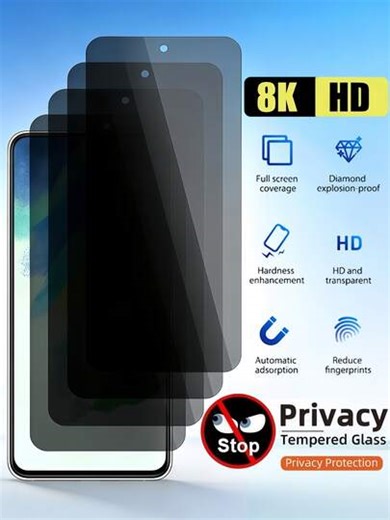 4pcs 9H Hardness Tempered Glass Screen Protector, Compatible With Samsung Galaxy S26 S25 S24 Ultra FE A56 A57 A37 A27 A17 A07 A06/17 16 Pro Max, Honor, 15T, Poco, Note 15 Etc. Anti-Fingerprint, Suitable For Phone Cases, Easy To Apply, Ultra-Thin Design, Sensitive Touch, Anti-Dust, Full Coverage, No Light Leakage, Privacy Protection, Electroplated Oil-Repellent Coating, Anti-Peeping. | SHEIN