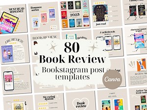 80 Bookstagram Book Review Templates, Aesthetic Instagram Canva Templates. for Book Bloggers Authors Book Promo Book Lovers. - Etsy