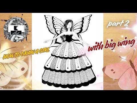 How to draw a Girl with big wing Drawing tutorial || Pencil sketch for beginner || Girl drawing 2