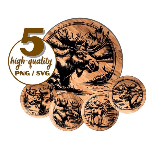 Moose SVG PNG Bundle | Animal Graphics | Rustic Clipart | Vintage Design | Sublimation & Cricut | Set No.7 - Etsy