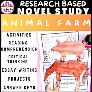 Animal Farm George Orwell Novel Study Curriculum Lessons - Answer Keys -Editable