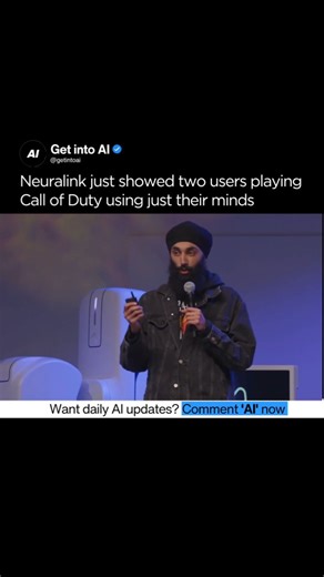 Artificial Intelligence | AI on Instagram: "Neuralink just showed Alex and RJ playing Call of Duty using only their minds, no controllers needed. In their latest demo, Alex, who has ALS, and RJ, who has a spinal cord injury, used implanted chips to move, aim, and fire purely by thought in a fast-paced shooter. This breakthrough goes beyond gaming: it's a glimpse of a future where people with paralysis can reclaim independence, controlling computers and devices with their thoughts alone. Neuralin