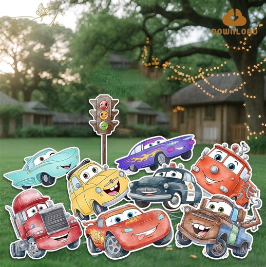 Disney Cars Birthday Party Cutouts, Lightning Mcqueen Standees (digital Download) - Etsy