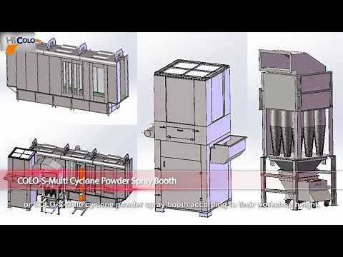 Powder coating booth system with cyclone