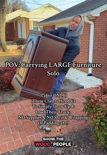 Carrying Large Furniture Solo. Labor ONLY. #mover #movers #moving #uhaul #furniture @Michael Tate