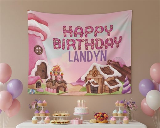 Candyland Birthday Party Banner, Personalized Candy Backdrop Offered in Multiple Sizes - Etsy