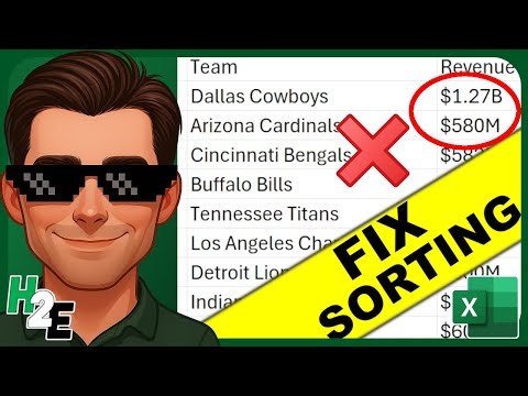 Why Excel Won’t Sort Billions & Millions (and How to Fix It)