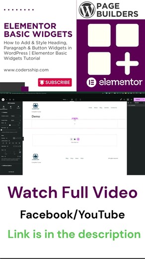 How to Add Heading, Paragraph & Button Widgets in WordPress | Elementor Basic Widgets Tutorial