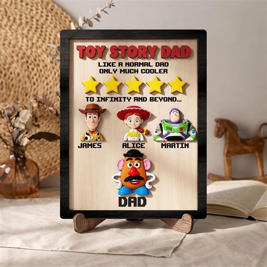 Personalized Toy Story Dad Wood Sign, Custom Name Woody Buzz Lightyear Jessie Mr Potato Head Family Sign, Disney Pixar Fathers Day Gift - Etsy