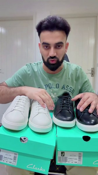 Clarks Code C Lace White and black Leather Trainers,Lace Up#clark #shoes #trainers #sneakers #fyp