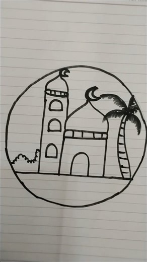 Mosque drawing step by step #drawing #aestheic #ytshorts #foryou #art