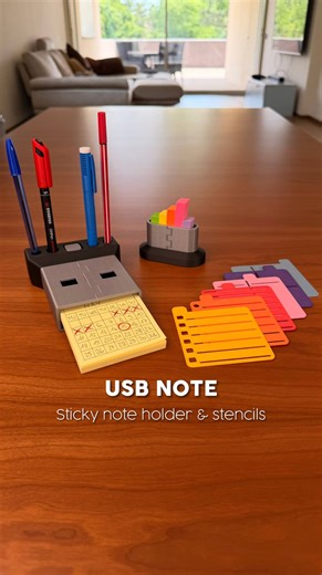 USB NOTE | STICKY NOTE HOLDER & STENCILS - 3D model by af_inventions on Thangs