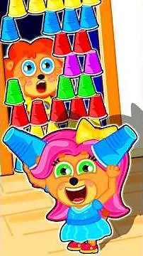 Little Lion | Play with colorful cups and learn to share | Cartoon