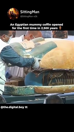 An Egyptian mummy coffin is opened after 2,500 years for the first time.