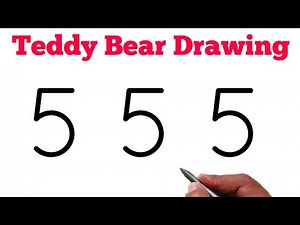 How to draw Teddy Bear step by step using number 55 🎨