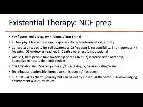 Existential Therapy: NCE prep