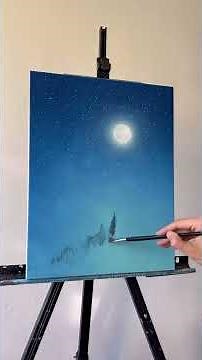 Moonlight Forest Acrylic Painting 🎨 #acrylicpainting #artlesson #paintingtutorial