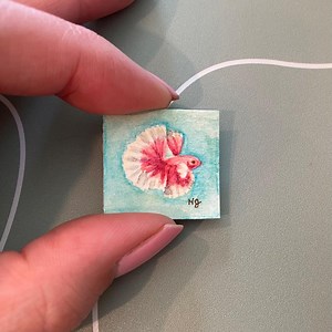 Mini Original Watercolor Betta Fish Painting | Tiny Paintings - Etsy
