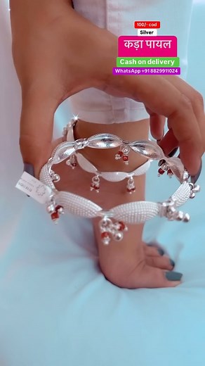 29K views · 3.2K reactions | New designer silver kada payal, with 70% discount on instant first order, extra discount on website order for order visit our website link in bio- https://khushbujewellers.com/ Or whatsapp screenshot on:- +91 9216481033 :- silver jewellery :- all india cash on delivery available #silver #kadapayal #jewellery #somthings#jewellry#aad#reel#box#boxpackin#jewellery#forone#howtodo#short#shorthideo#shortsong #giva | Jodhpuri silver | Facebook