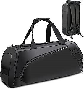 40L Travel Duffle Bag, 4-in-1 Large Gym Bag with Shoe & Wet Clothes and Laptop Compartments, Black