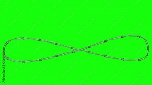 Barb Wire: High-Resolution 3D Rendered Elements in 8K Video, Green Screen Background, Ideal for Prison Security or Industrial Fencing Concepts