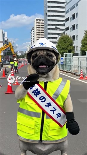 #今日のパグ警備 #安全啓発 #無事故のたすき #セシム #shorts
