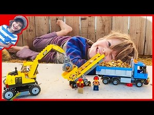 Lego City Excavator and Dump Truck Time Lapse Build