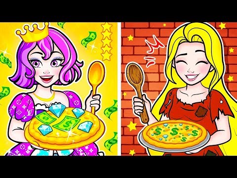 💖Paper Dolls💖 Rapunzel and Princess Cooking Challenge! Rich vs Poor Food - Rapunzel Family