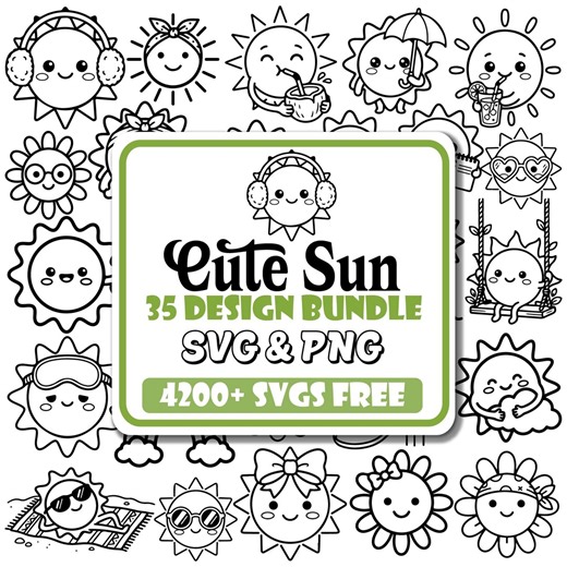Cute Sun SVG Bundle |cute Sun Outline Svg |doodle Sun Svg |sunshine Svg |playful Sun Svg |sunset Svg |summer Sun Svg |sun Face |smiling Sun - Etsy