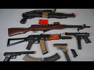 Shell ejecting SKS Rifle Toy Gun - AKS-74u Airsoft - Glock18c - SPAS12 Shot Gun- Toy Guns Collection