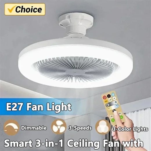 Smart 3-in-1 Ceiling Fan with Remote Control and 3-Speed E27 AC85-265V Lighting Base for Bedroom and Living Room Lighting | Lazada