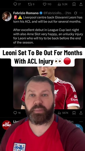 Leoni Suffers ACL Injury & Is Set To Have Months On The Sidelines. #liverpool #premierleague #leoni #acl #footballtiktok