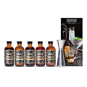 Proof Syrup - Old Fashioned Cocktail Mix - Made with Real Bitters & Cane Sugar - Variety Pack - Fast, Easy, Delicious, Handcrafted Cocktail Syrup - 5 Bottles - 4oz Each