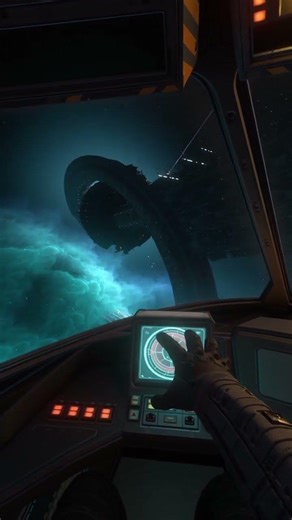 A lone deep-space scout ship, the AEGIS, emerges from a swirling cobalt nebula i