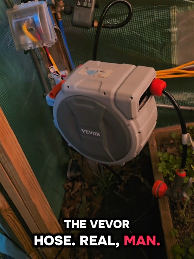 I found the solution to wrestling with water hoses! Now the greenhouse can be happy and hydrated! #growyourownfood #greenhouse #vevor #organicgardening #gardentok