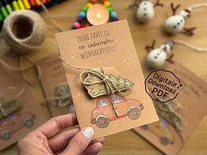 Christmas Card With Fold-out Christmas Tree | Interactive DIY Craft Template for Coloring | Instant Download PDF - Etsy