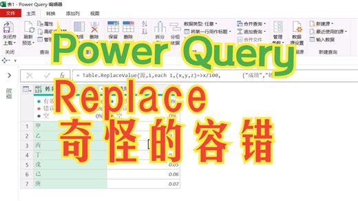 Power Query Table.ReplaceValue 第十一集 奇怪的容错方式