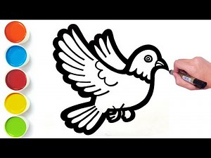 How To Draw Pigeon Bird Drawing, Easy Coloring and Painting for kids 🐦🐦