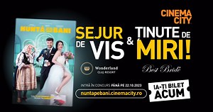 8.3K views · 44 reactions | Ia-ți mireasă ziua bunăăă... ‍♀️Și apoi intră în 퐂퐎퐍퐂퐔퐑퐒! Da, ați citit bine - 퐍퐮퐧퐭퐚 퐩퐞 퐛퐚퐧퐢 vine și cu darul! Ia-ți un bilet la film și poți câștiga ținute de miri și un SEJUR de vis!    Detalii, aici -> https://bitly.ws/VIZ6 | Cinema City Romania | Facebook