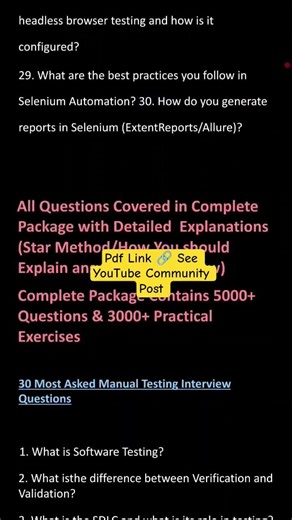 Java Automation Testing Interview Questions #java #automationtesting #job #freshers