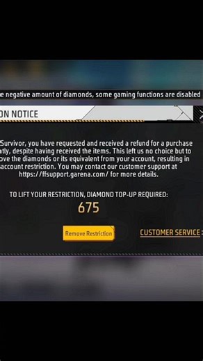 free fire diamond restoration problem solved || #shorts #ritikff #freefire