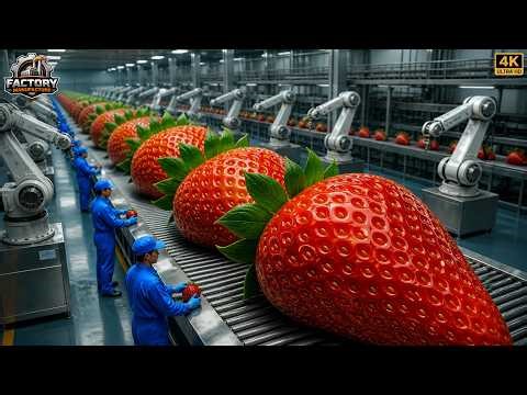 Inside Strawberry Juice Factory | Full Production Process Step by Step
