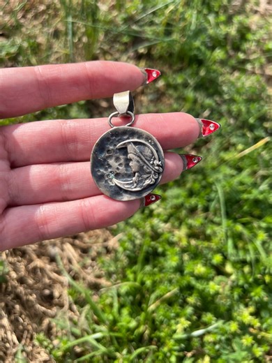 Handcrafted Sterling Silver Moon and Lady Pendant - Etsy