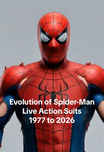 Evolution of Spider-Man live Action Suits from 1977 to 2026. #marvel #spiderman #spiderverse #multiverse #spidermanbrandnewday