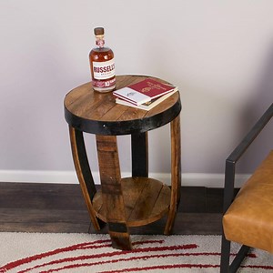 Whiskey Barrel End Table With Shelf: Bourbon Barrel Stave Legs - Etsy